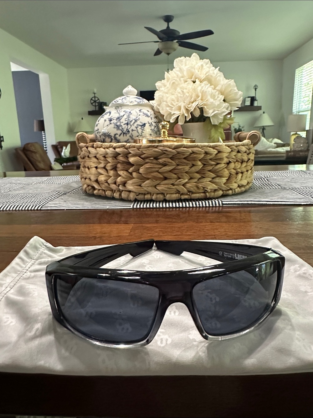 SPY Glossy Black Wraparound Men's Logan Sunglasses with Dark Gray Lenses